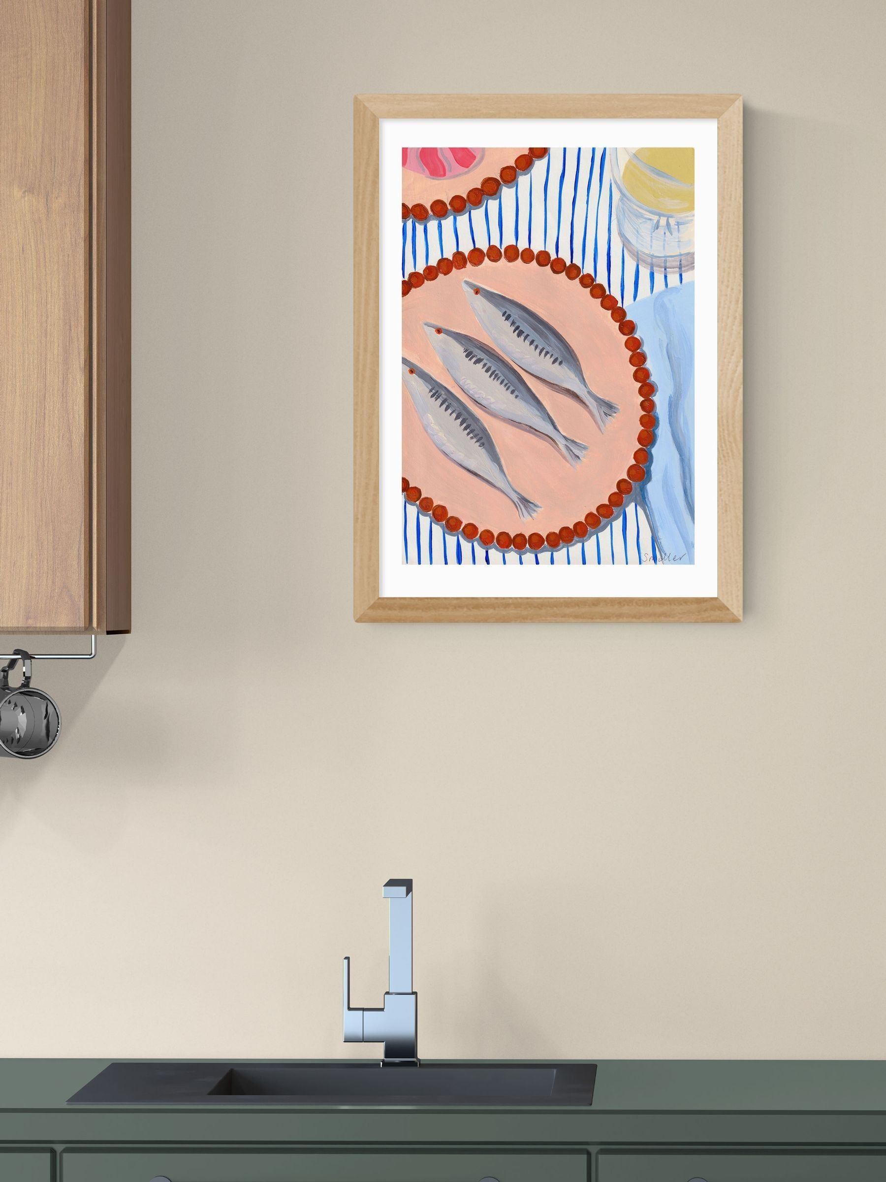 East End Prints Oak Sardines Supper Wall Art Print by Susie Miller