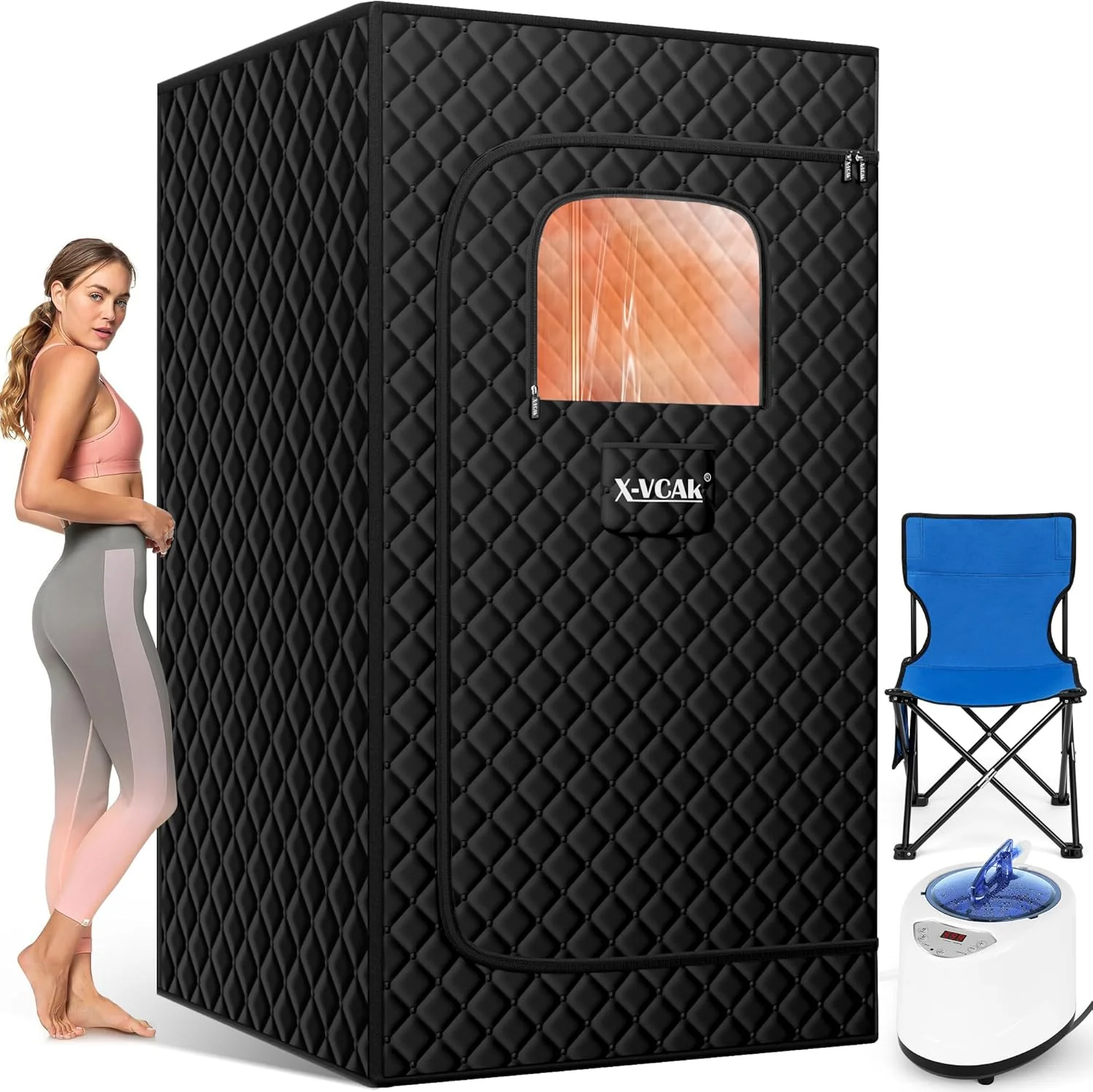 Upgraded Sauna Box for Relaxation, Detoxification, Portable Steam Sauna for Home with Steamer, 9 Levels, 2.6�� x 2.6�� x 5.9��(Black)