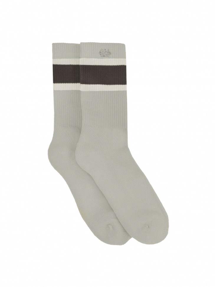 Grey socks with a small monogram