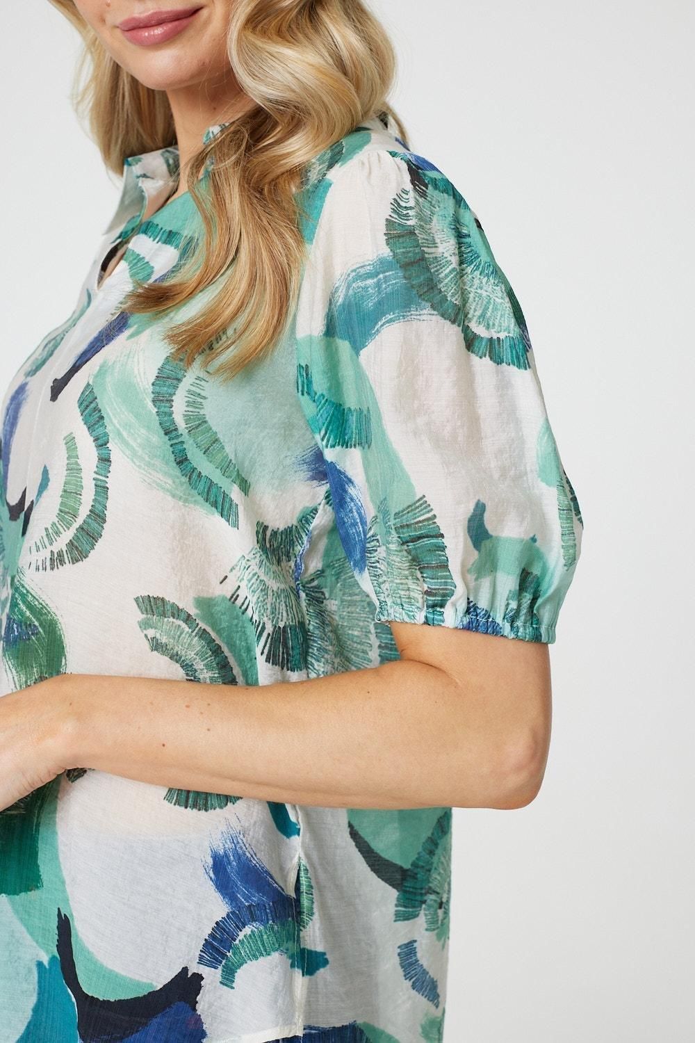 Izabel London Abstract Print 1/2 Sleeve Blouse