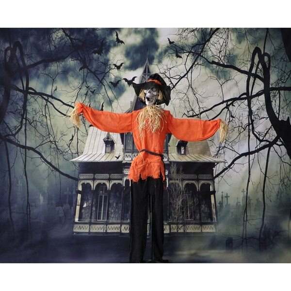 Life-Size Animated Skeleton Scarecrow, Rotating Head, Halloween Decor