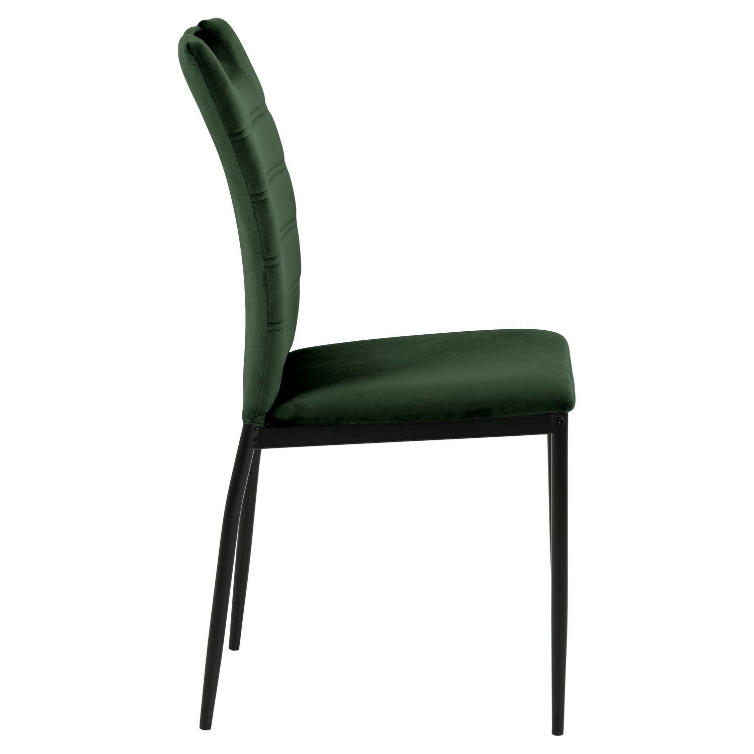 DINA - Lot de 4 chaises de salle à manger effet velours et métal vert