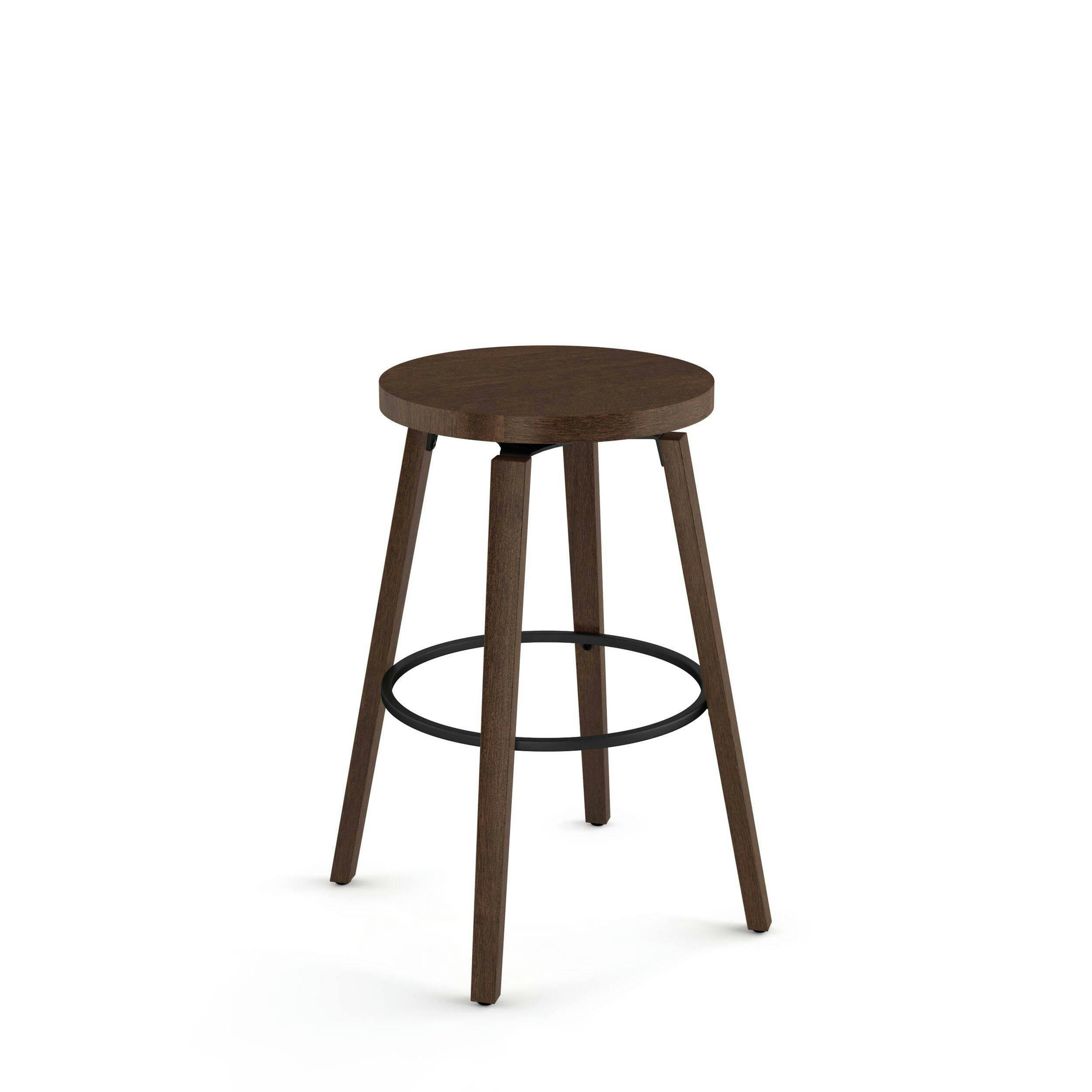 Amisco Ravi Swivel Counter Stool, Brown/Tan Frame & Brown Seat, 26-in