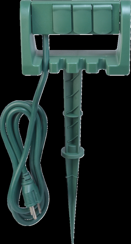 NOMA 3-Outlet Outdoor Power Stake with 6-ft Cord, Green