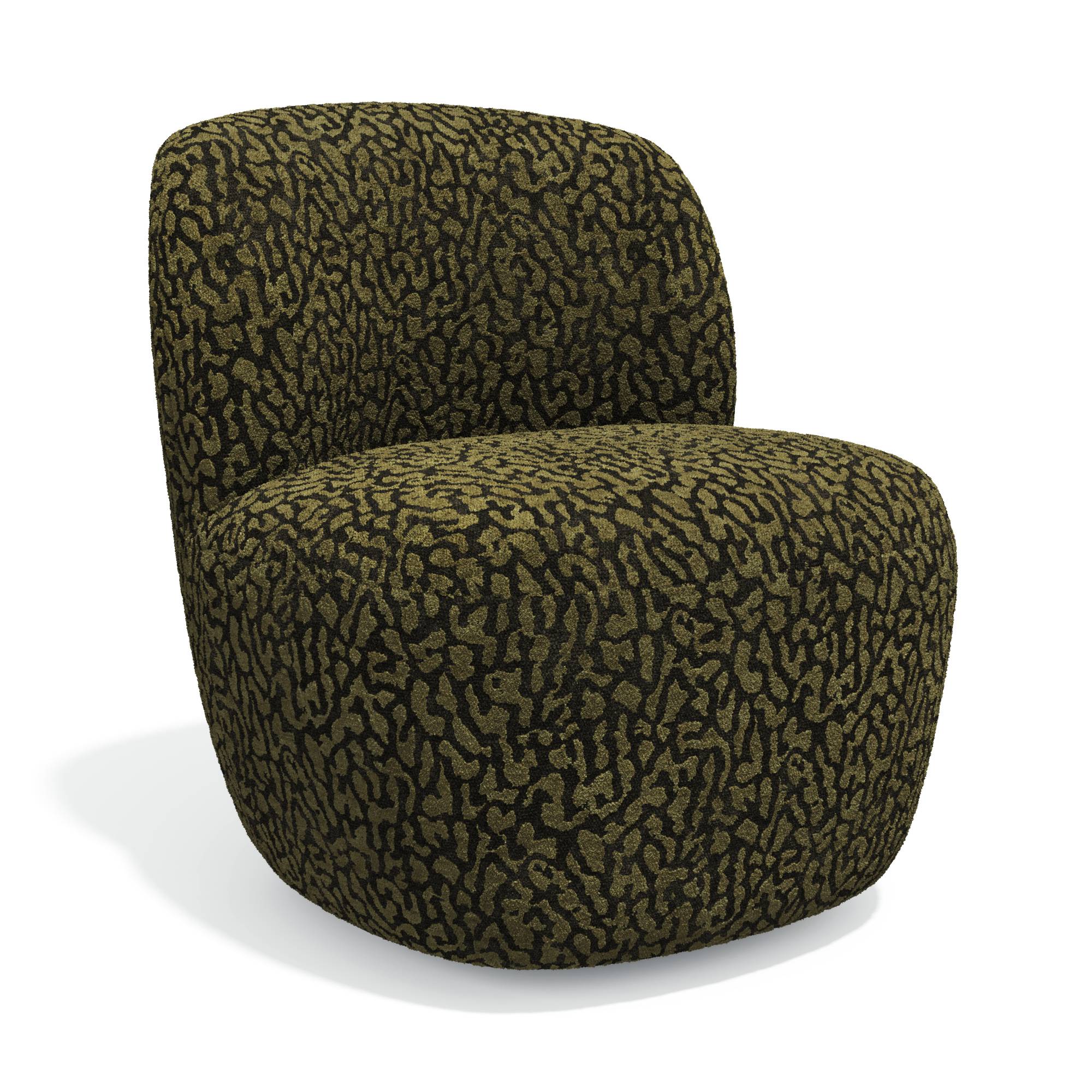 Premium Interiors - Draaibare fauteuil COMI - stof met patroon khaki 65cm