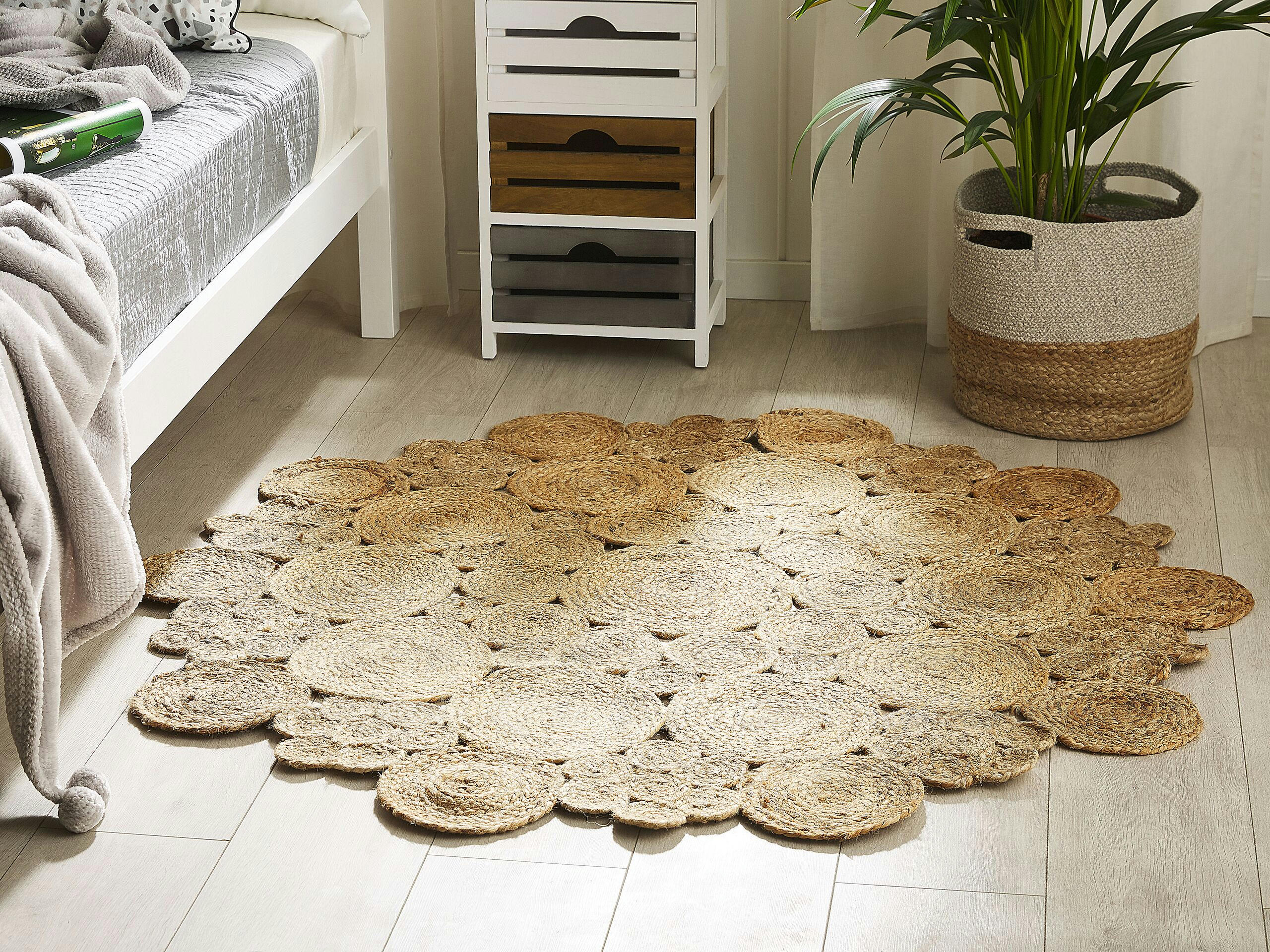 GERDEK - Tapis en tissu beige 135x135cm
