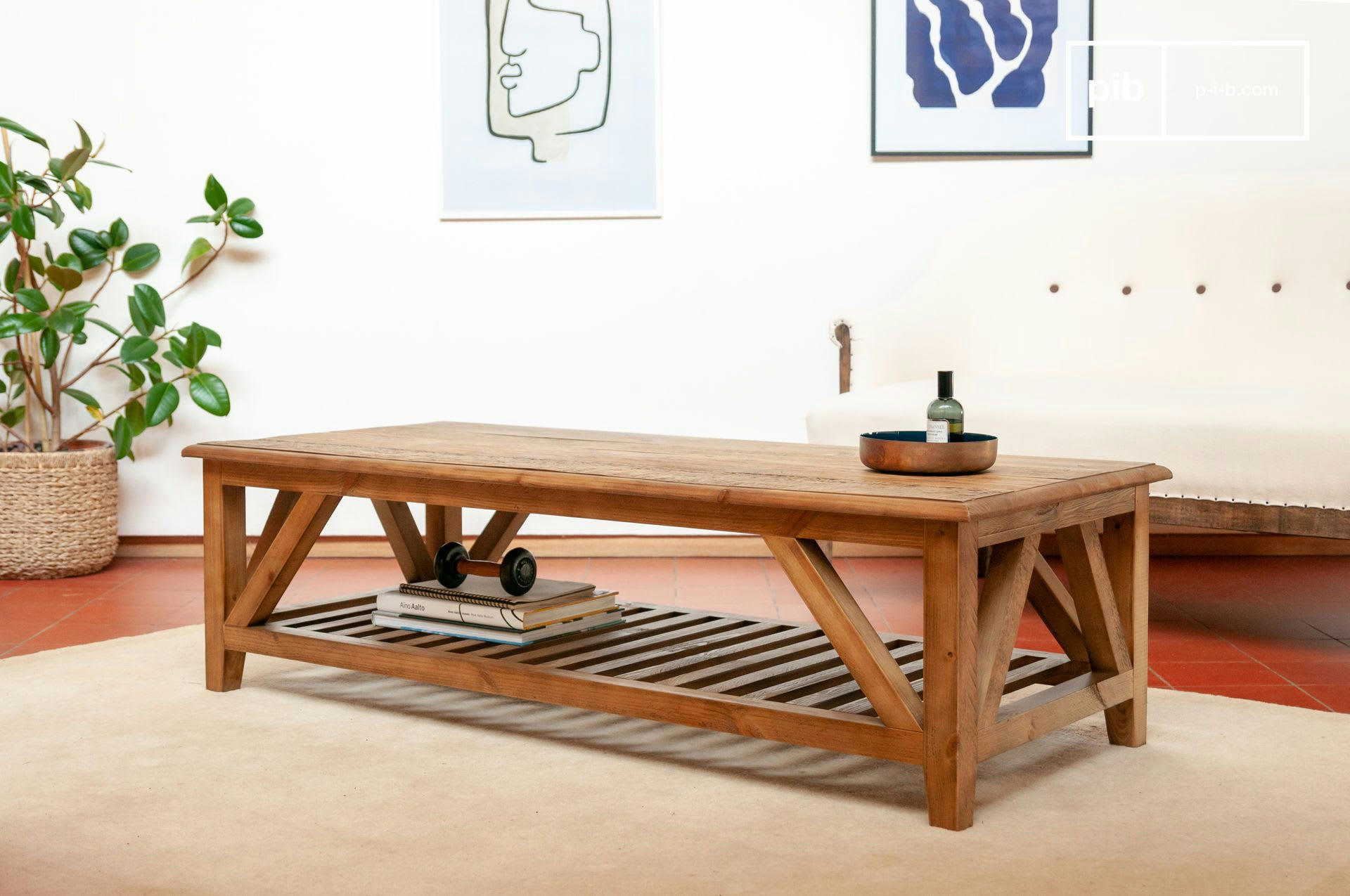 CADYNAM - Grande table basse en bois marron