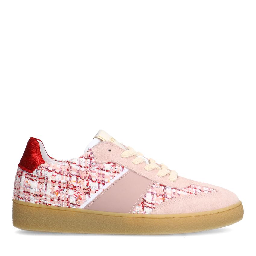 Manfield Roze boucl&eacute; sneakers