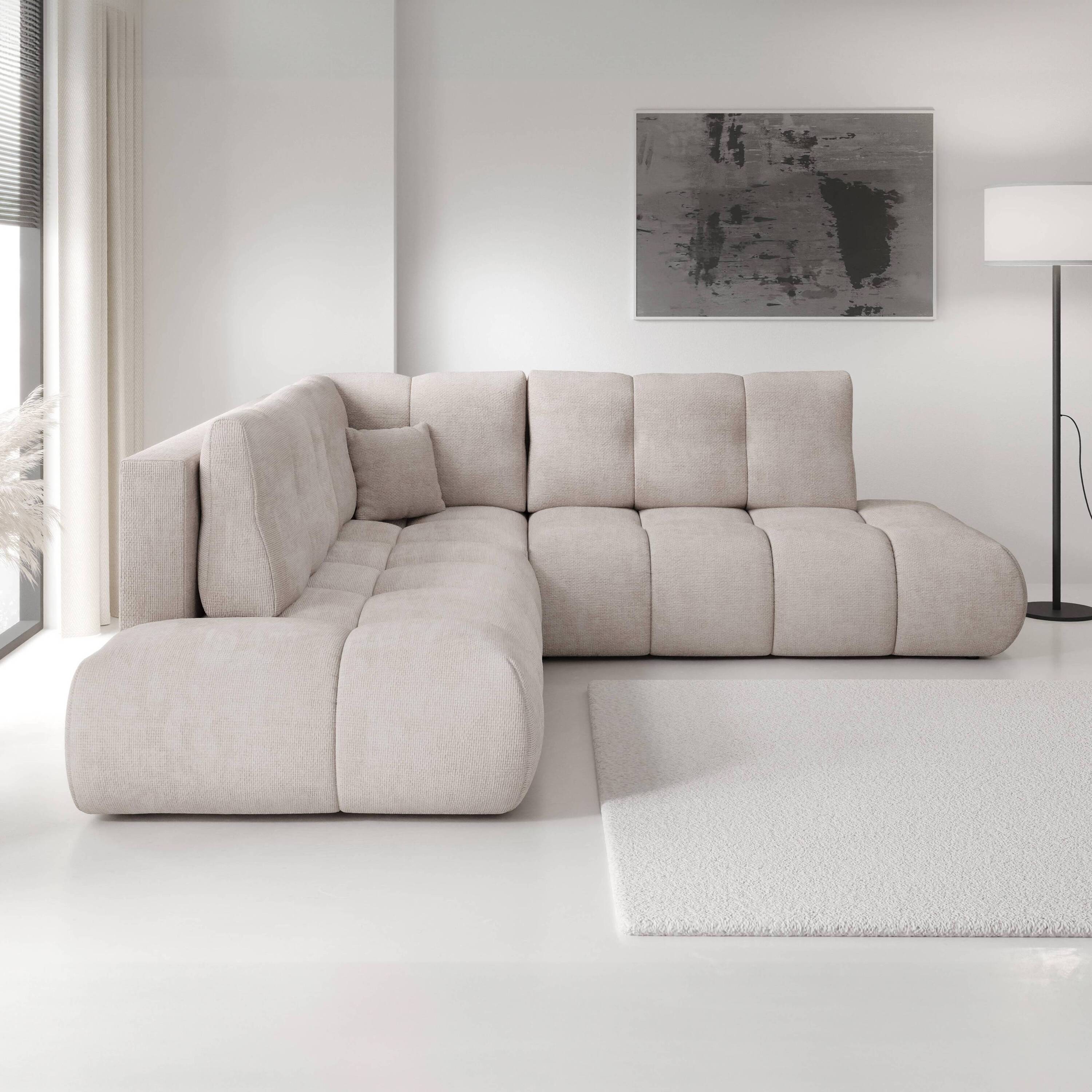 by fonQ Charme Hoekbank Links/Rechts met Slaapfunctie - Chenille - Gre