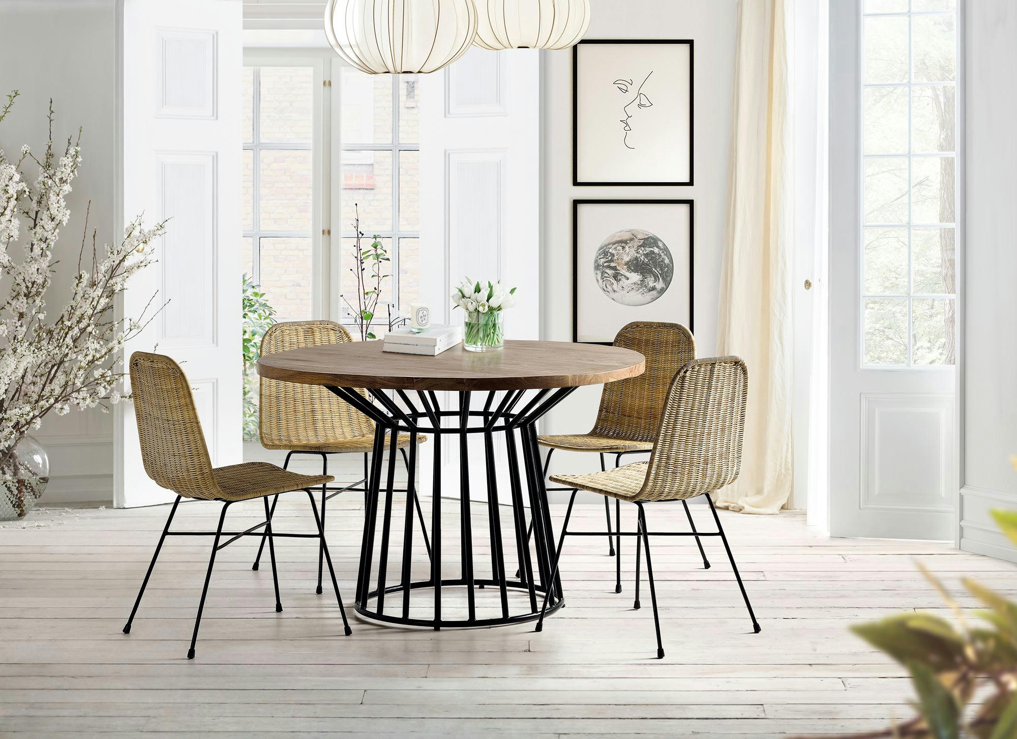 - Lot de 2 chaises en métal naturel et bois d'acacia