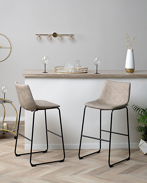 Lot de 2 chaises de bar FRANKS Beige