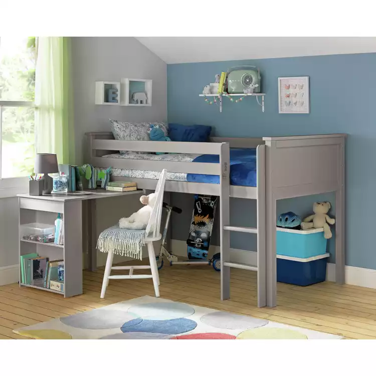 Habitat Brooklyn Mid Sleeper with Desk - Grey