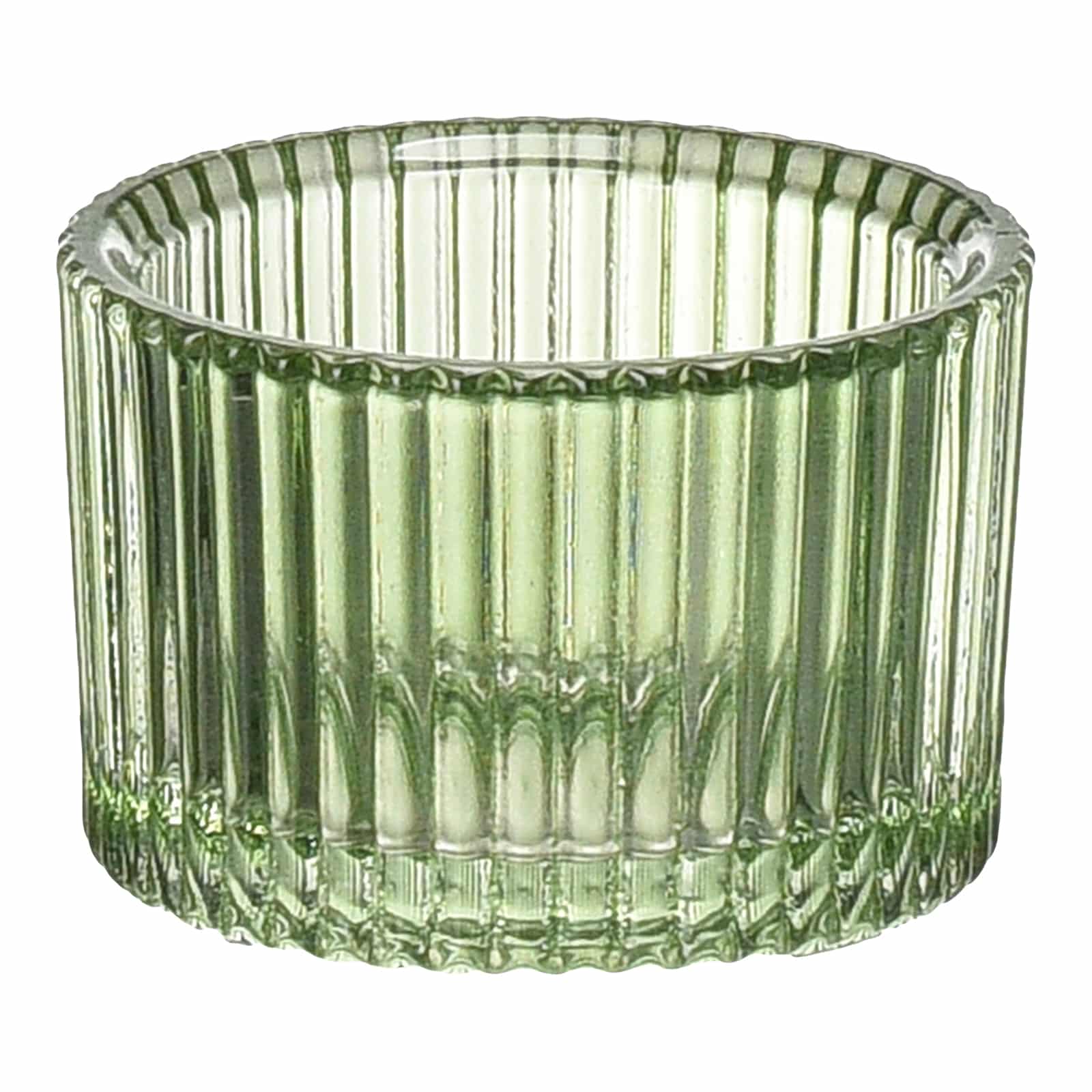 Teelichthalter Mini Rillen Grün, ⌀ 5 cm, H 40 mm