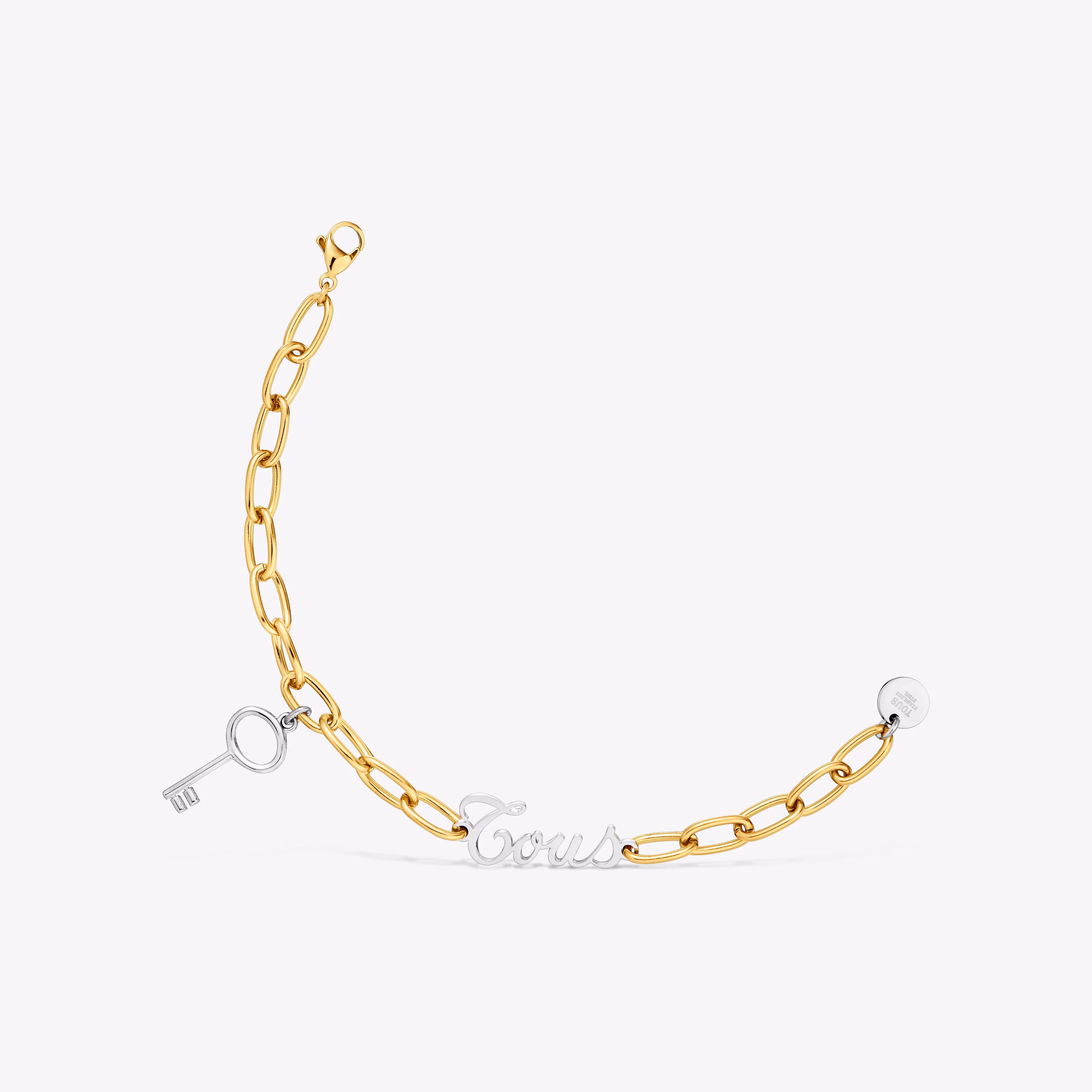 Pulsera cadena de acero bicolor y motivo llave TOUS Charming
