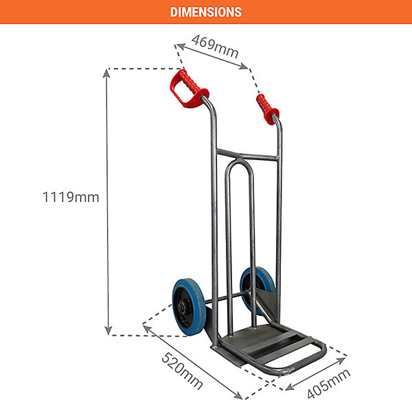 Diable acier charge 250kg - Roues increvables non tachantes silenc. - DVPO-RINC-BR