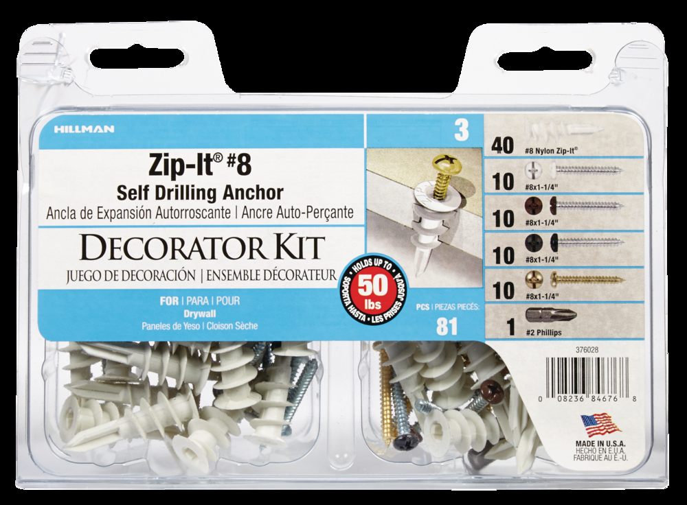 Hillman Zip-It Light Duty #8 Value Kit, Pre-Drilling Required, 101-pk
