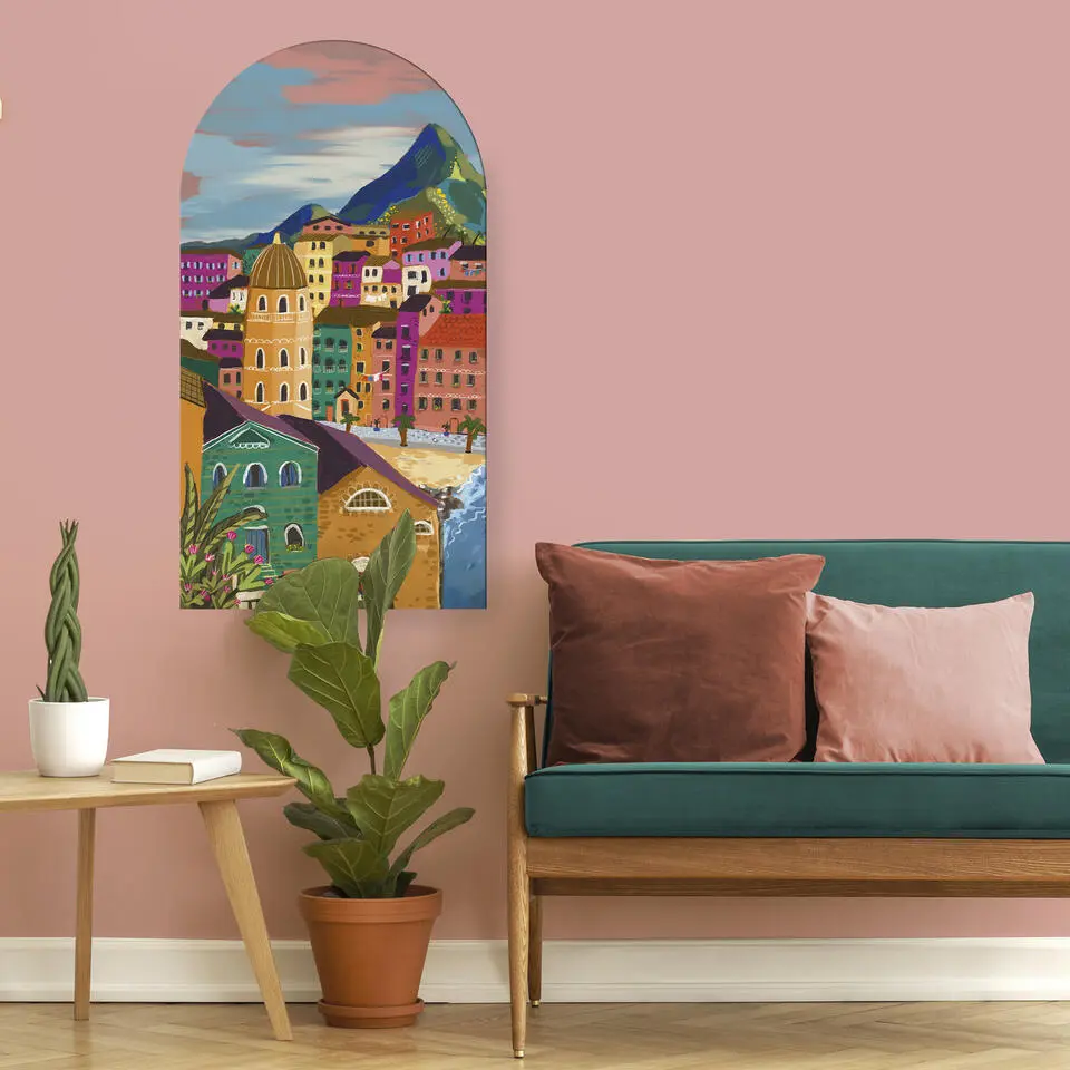 Art voor de Home Canvas Boogvormig Kleuren aan de Italiaanse Kust