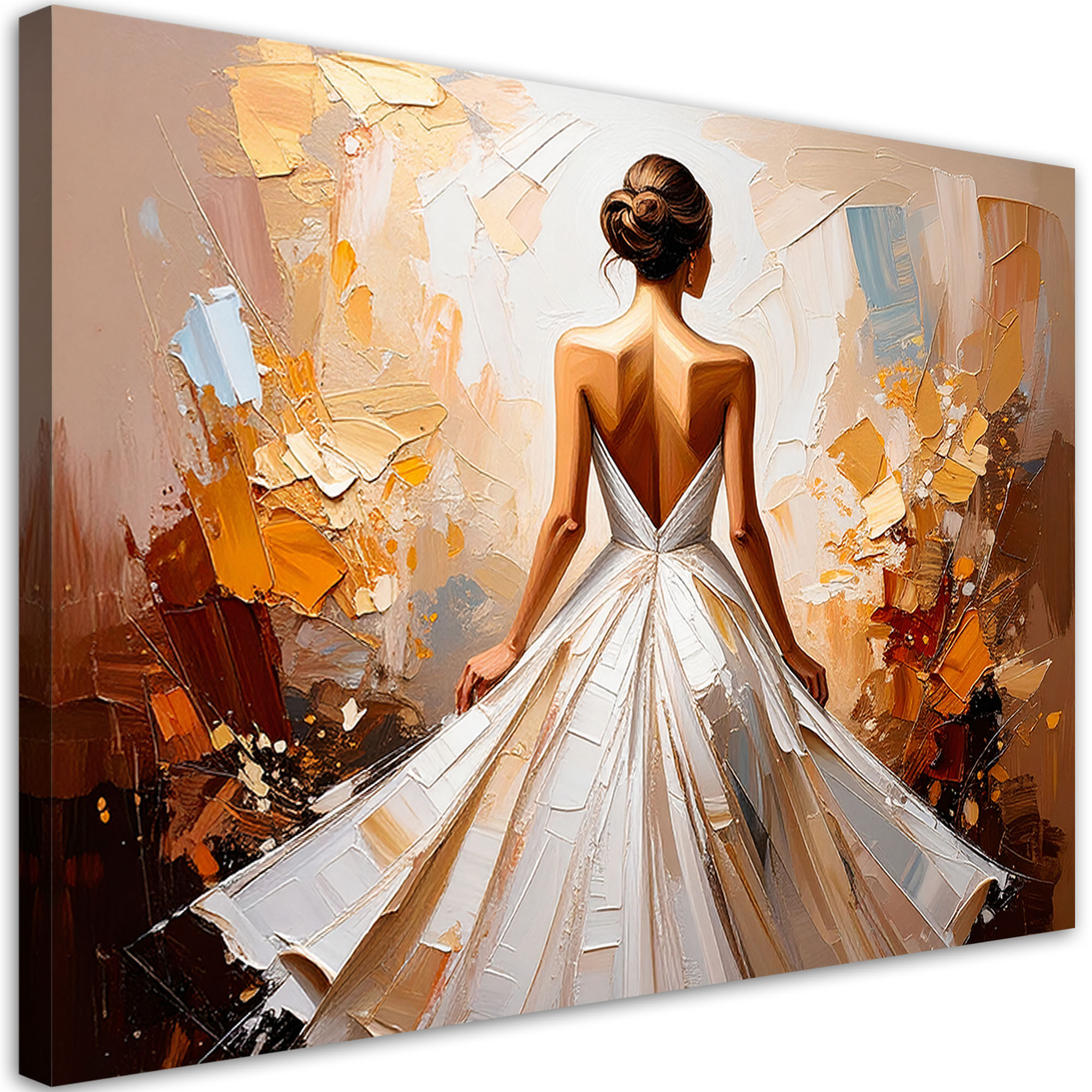 Obraz na płótnie, Kobieta w białej eleganckiej sukni 60x40