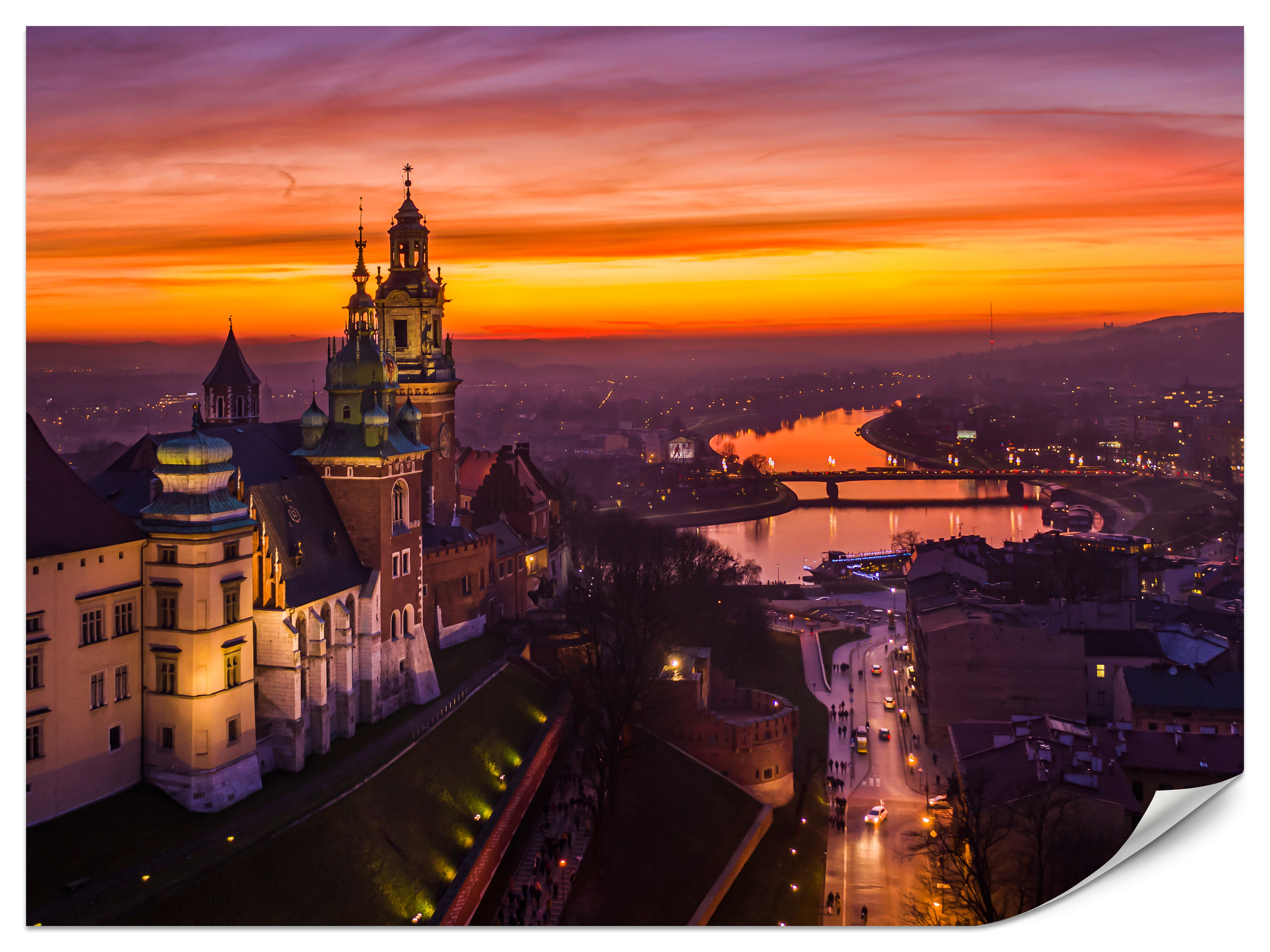 Fototapeta Zachód słońca nad Wawelem 100x70cm
