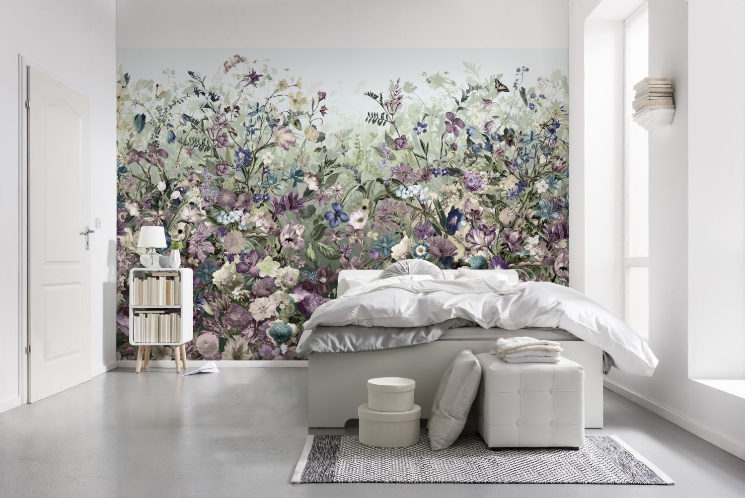 Komar fotobehang romantische bloemen paars en groen - 368 x 248 cm - 611130