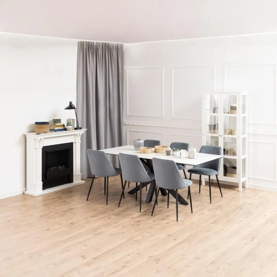 Eetkamerstoel - Grijs - Stof - Zithoogte 48,5cm - Ingel - Set van 4