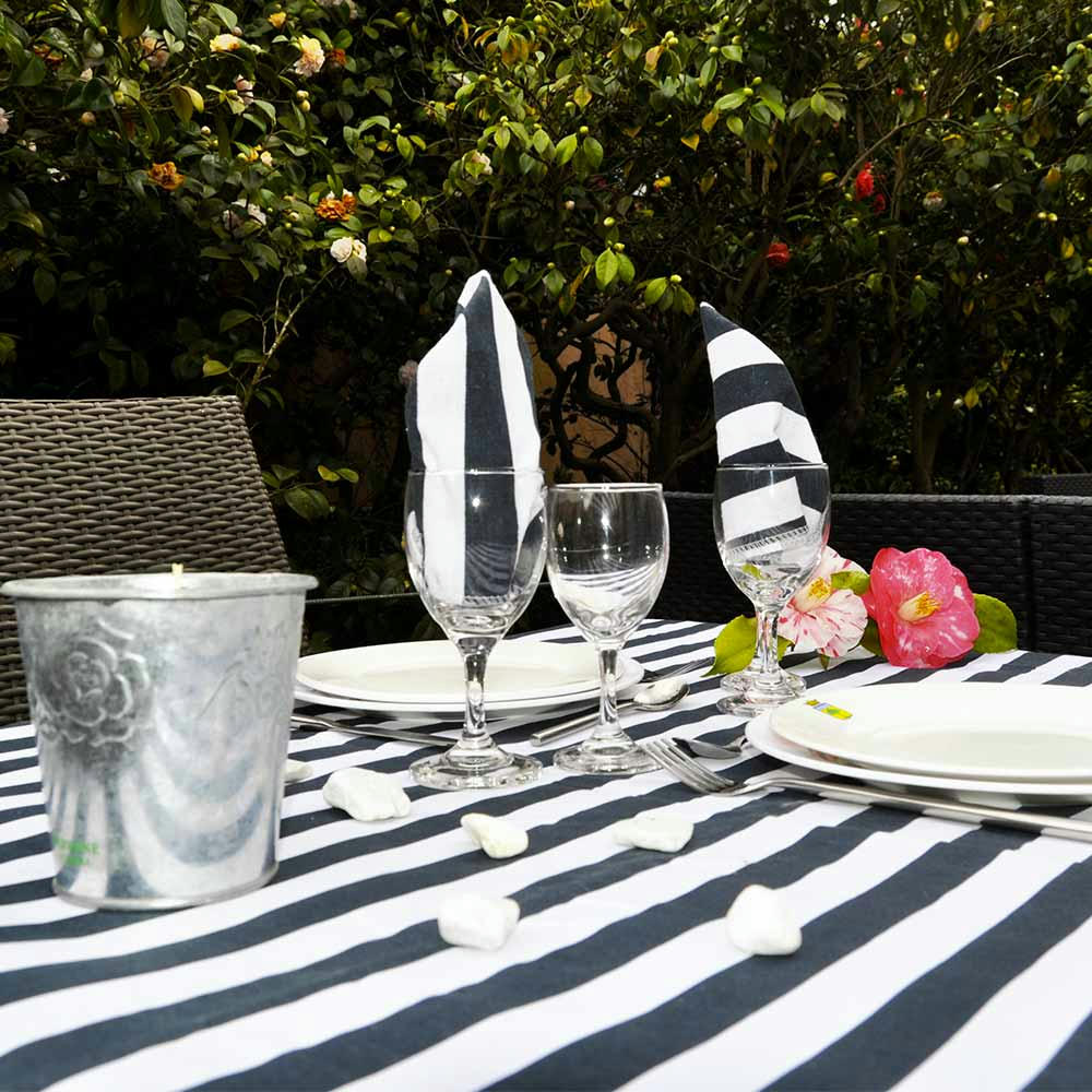 - Nappe XL pique-nique à revers imperméable bleu et blanc 280 x 140 cm