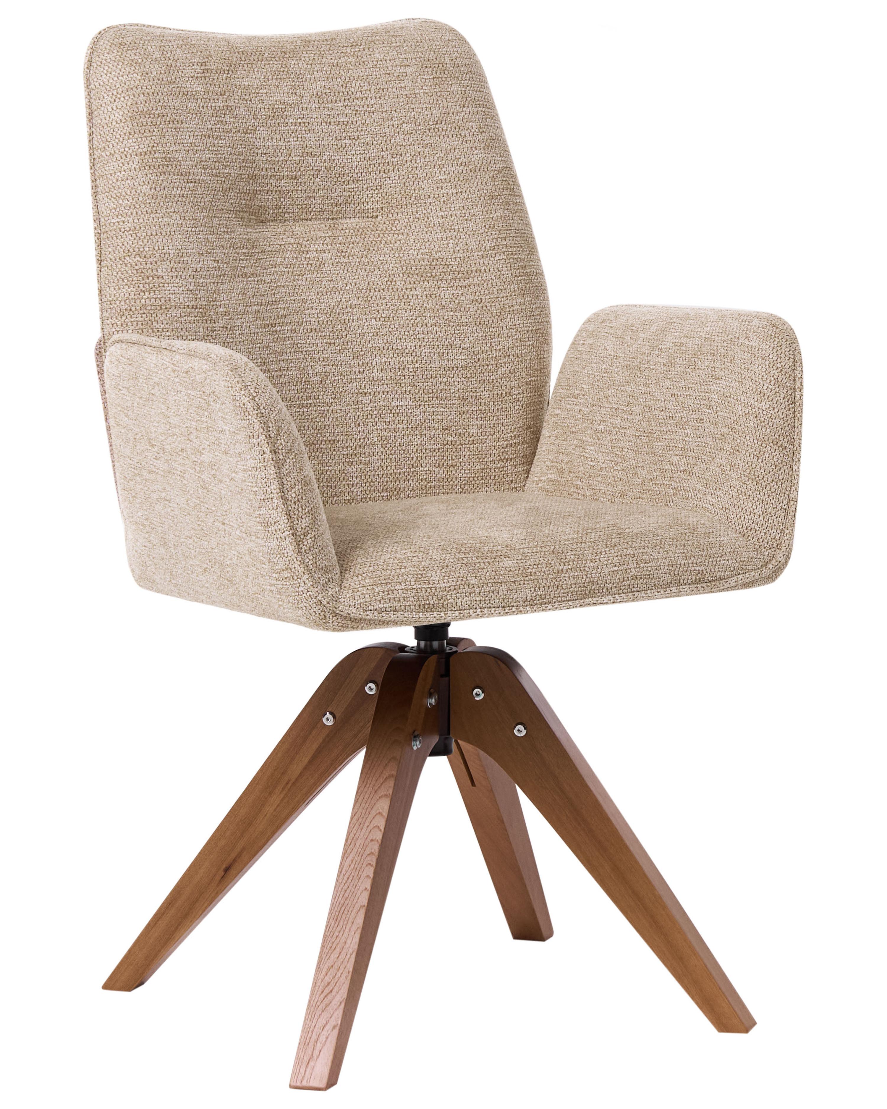 Dining Chair Swivel MOKENA Faux Linen Beige