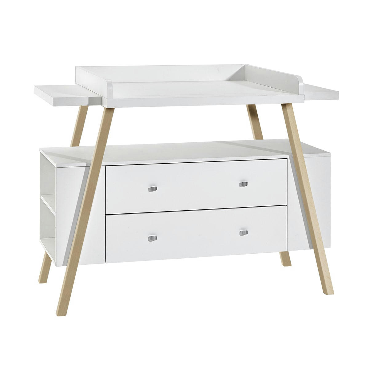 CHARLY - Commode 2 tiroirs plan blanc naturel