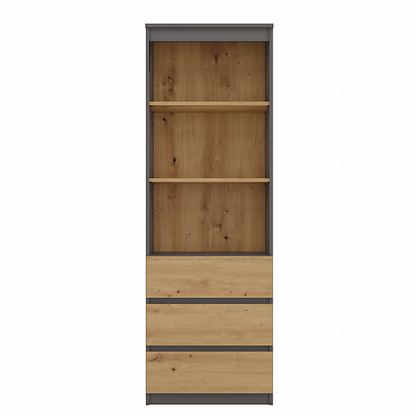 Bibliothèque 3 tiroirs   2 étagères - 180x60x35 - Meuble de rangement - Etagère livres-CATANIA