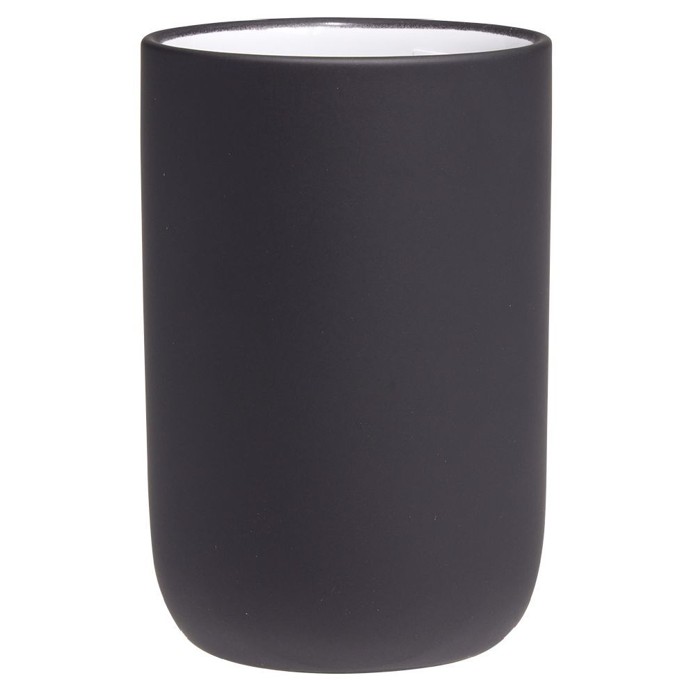 Gobelet céramique noir intérieur blanc Ø6,8xH10cm