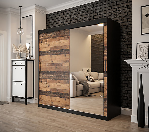 Armoire Old Style T2 a portes coulissantes H. 200 x L. 200 x P. 62 2 portes