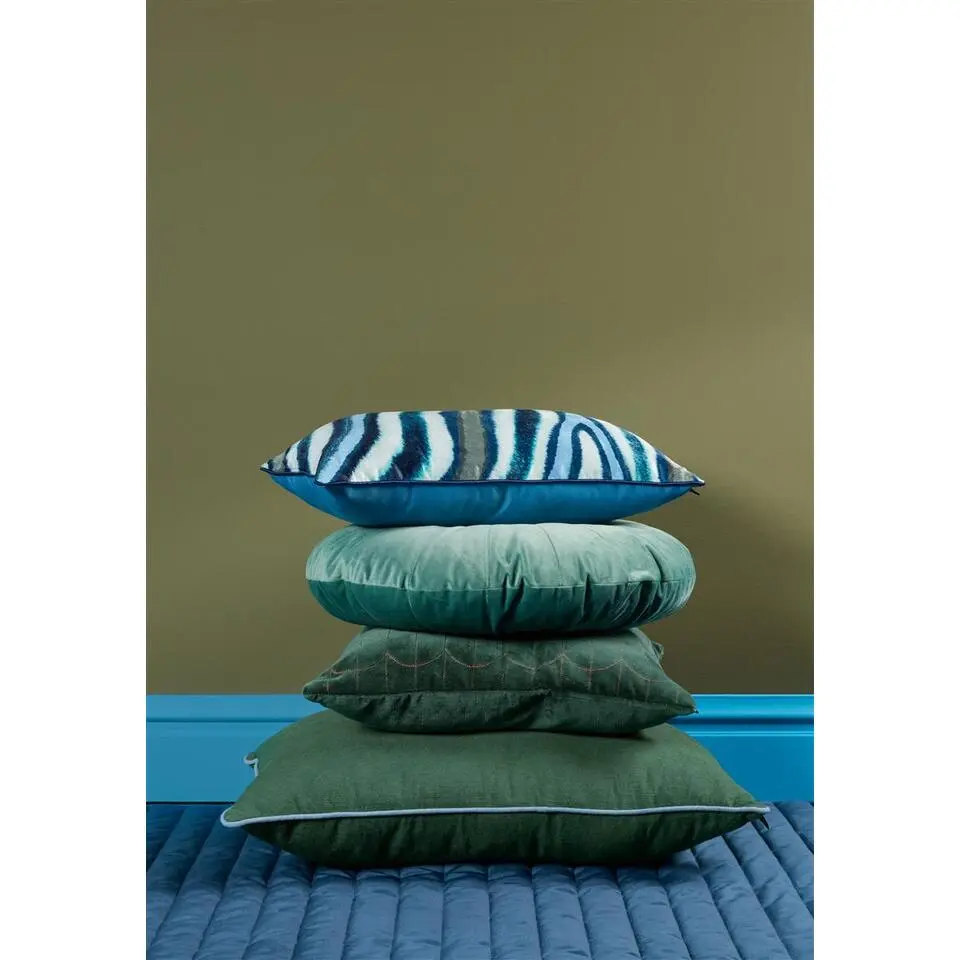 KAAT Amsterdam Wild Stripes Sierkussen - 30x50 cm - Blauw Groen