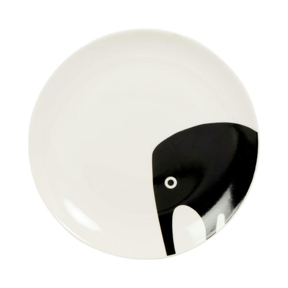 - Assiette à dessert en porcelaine blanche motif chimère noire