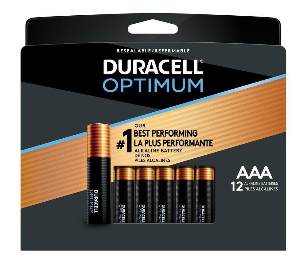 Duracell Optimum AAA Batteries, Alkaline,12-pk