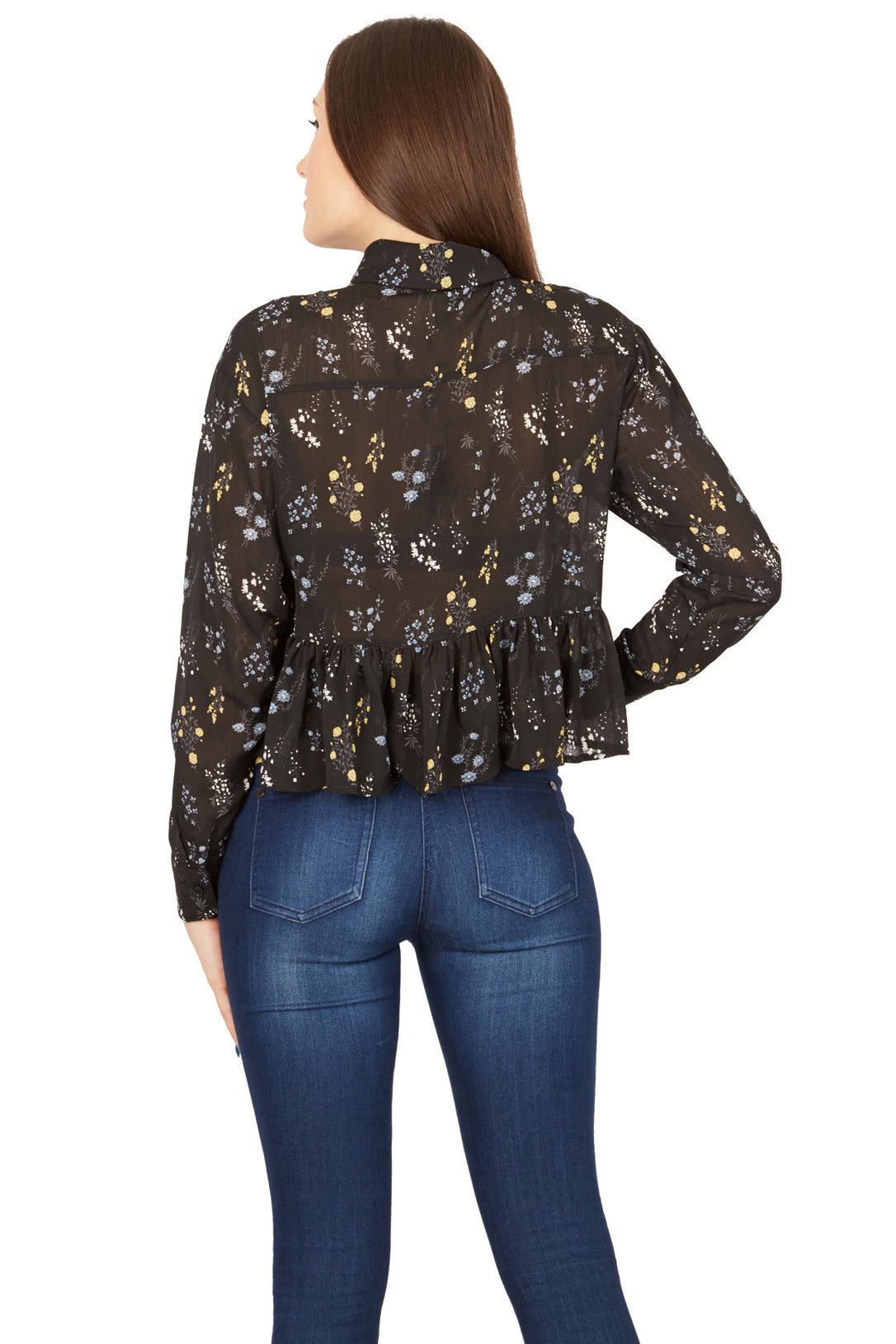 Cutie London Chiffon Ruffled Hem Shirt