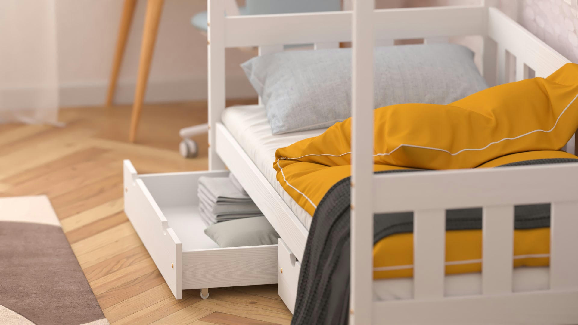 - Lit simple en pin massif 190x90 blanc