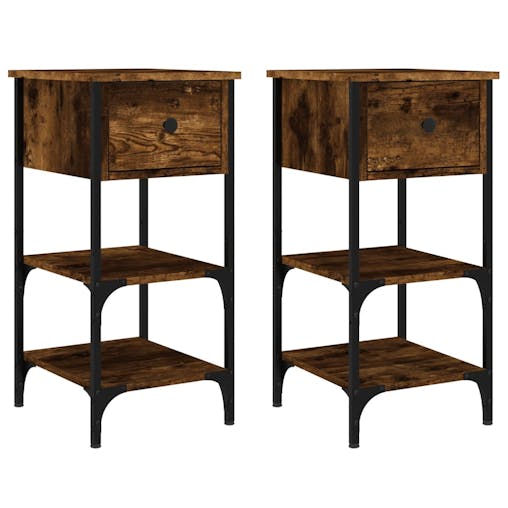 NNEVL Bedside Cabinets 2 pcs Smoked Oak 34x36x70 cm Engineered Wood