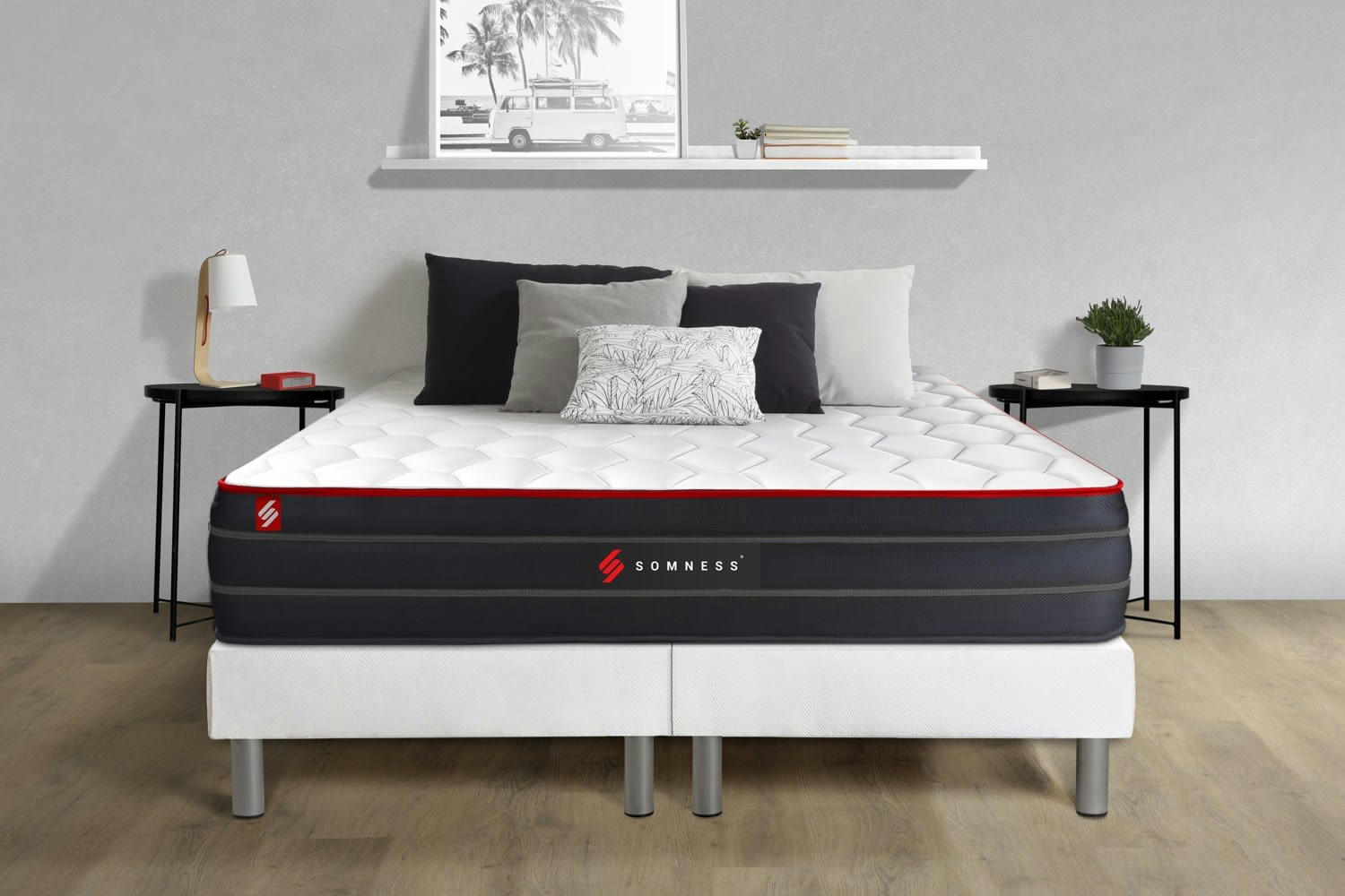 BOOST - Ensemble 180x200 Ressorts et mémoire de forme sommier Blanc