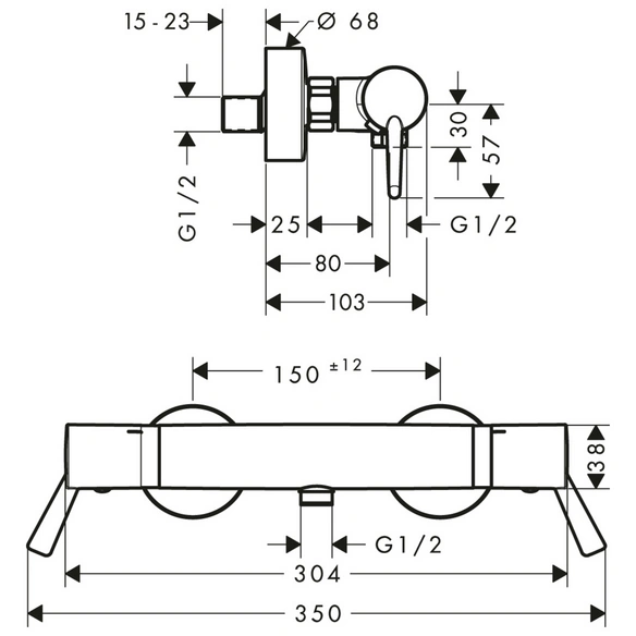 Brause-Thermostat »Ecostat«, Breite: 350 mm, Messing