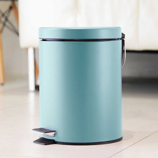 SOGA 2X Foot Pedal Stainless Steel Round Trash Bin Blue 7L