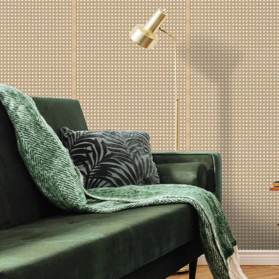 Sanders & Sanders behang ruiten warm beige - 53 cm x 10 m