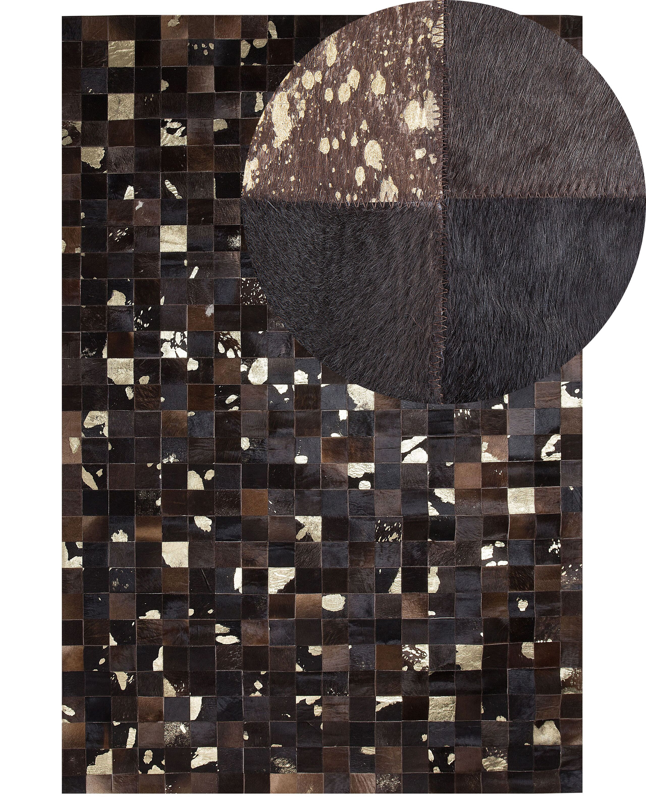 Dywan skórzany 140x200 cm patchwork brązowy