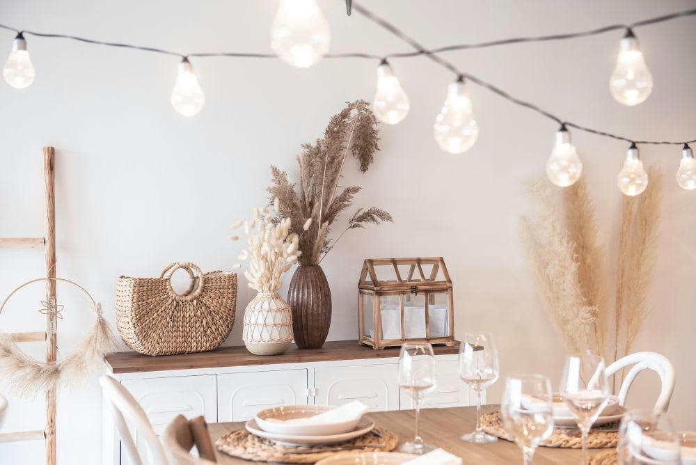 - Déco murale couronne en métal, bambou et élément naturel séché 30x45