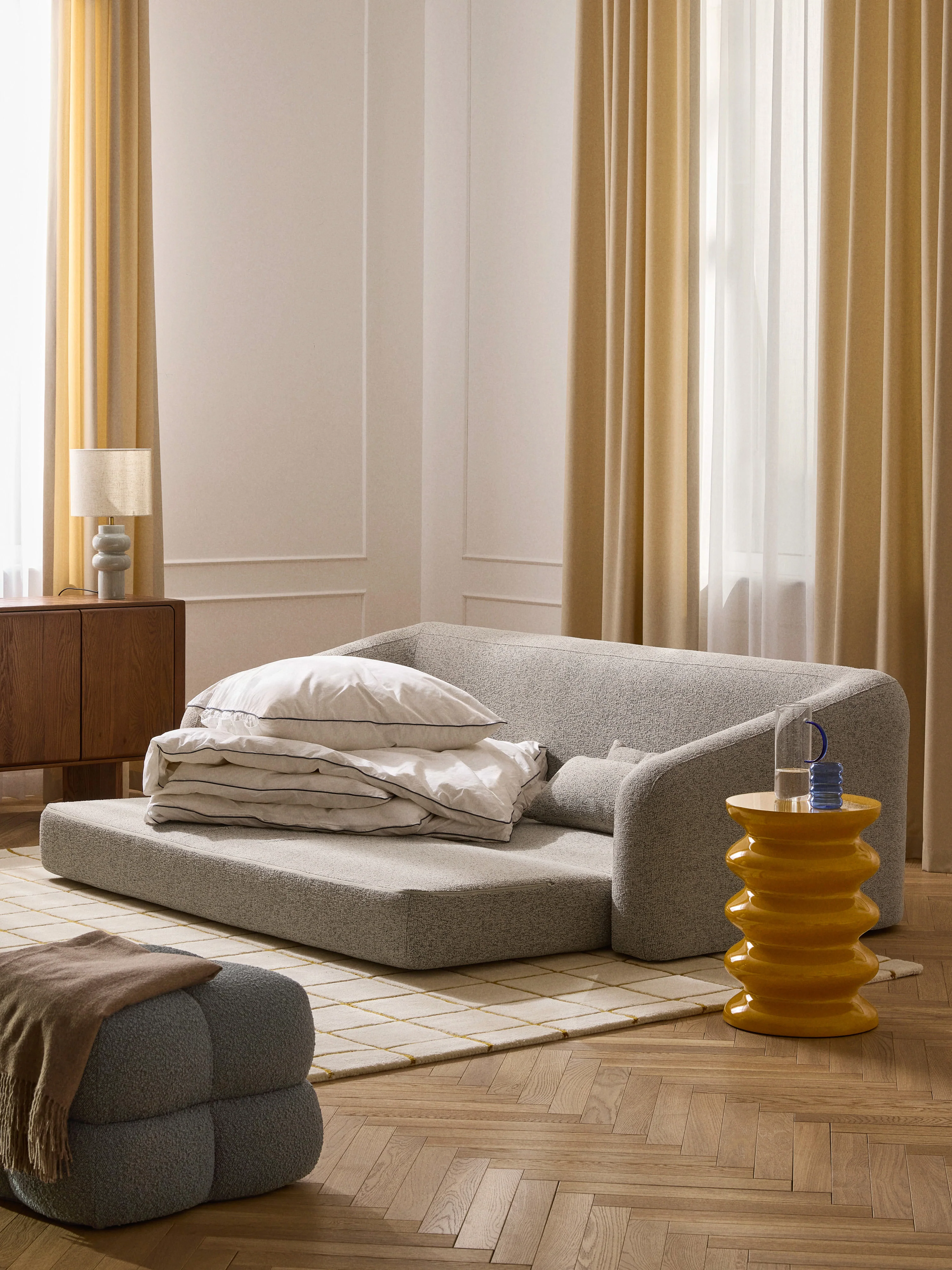 Bouclé-Schlafsofa Eliot (3-Sitzer)