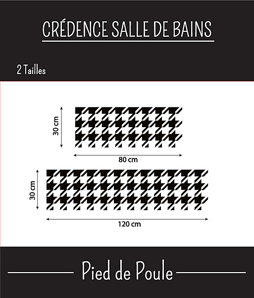 Crédence Salle de bain Pied de Poule 80 cm x 30 cm Ma Nouvelle Déco