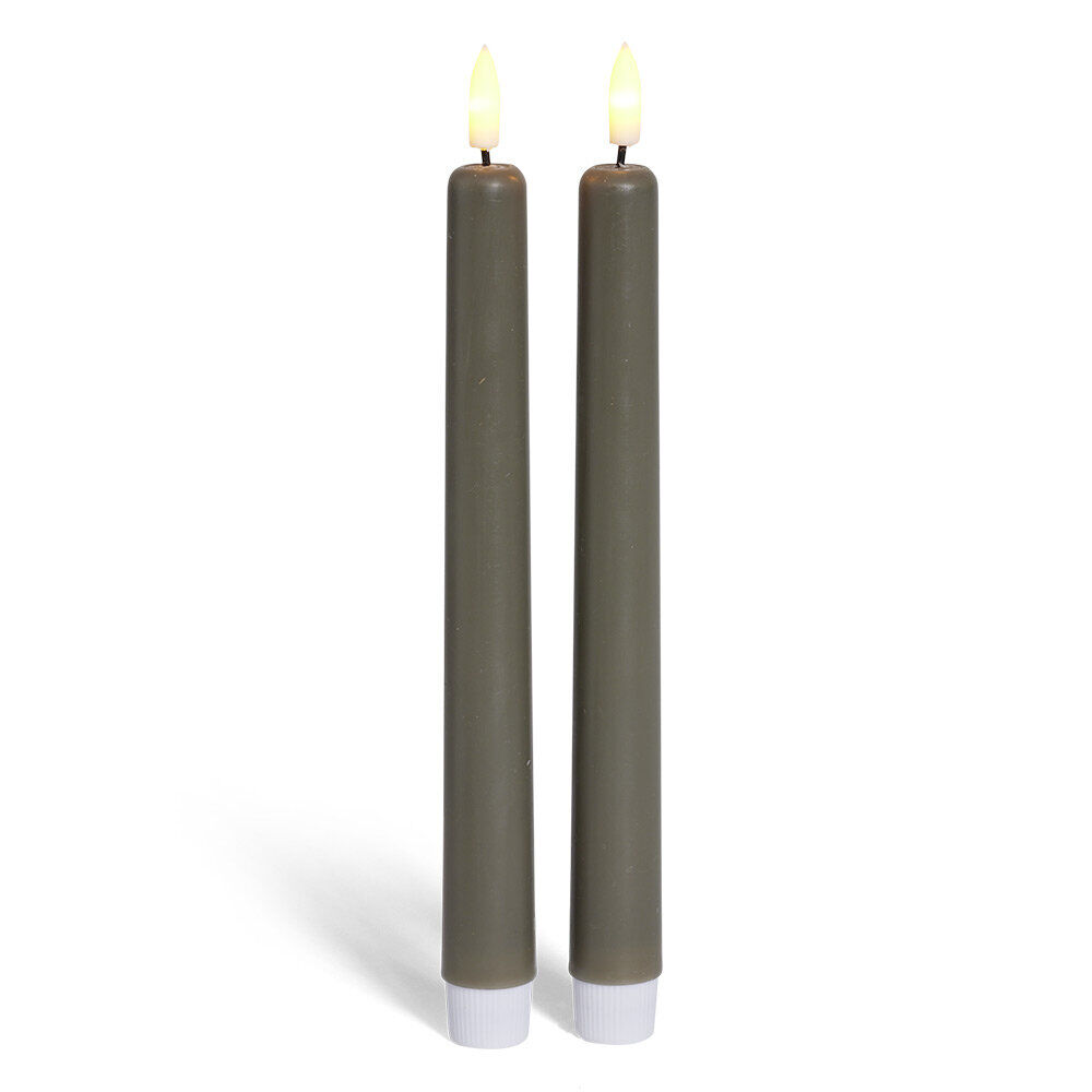 Bougie chandelle LED grise x2
