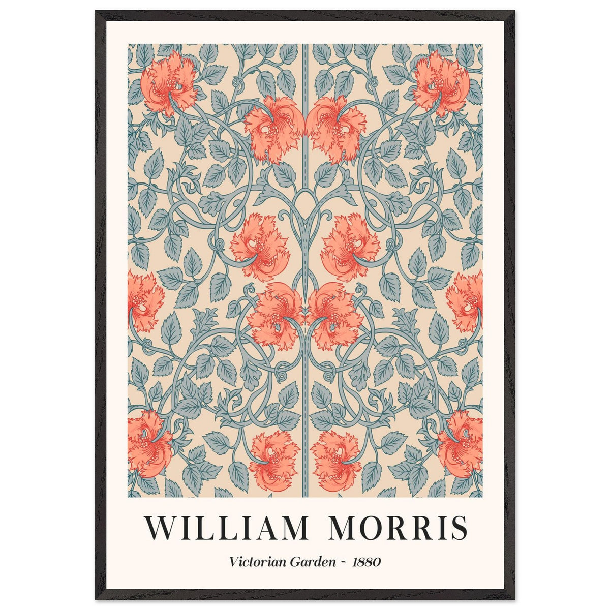 Artfulprints Poster met Lijst William Morris - Victorian garden 1880  - 70x100 cm - Meerkleurig
