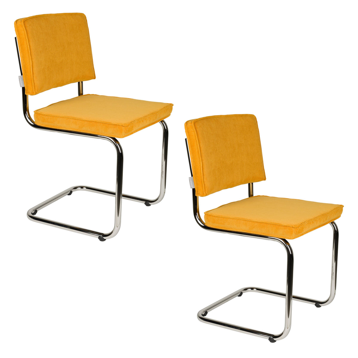 Zuiver Ridge Rib Eetkamerstoelen Geel - Set van 2