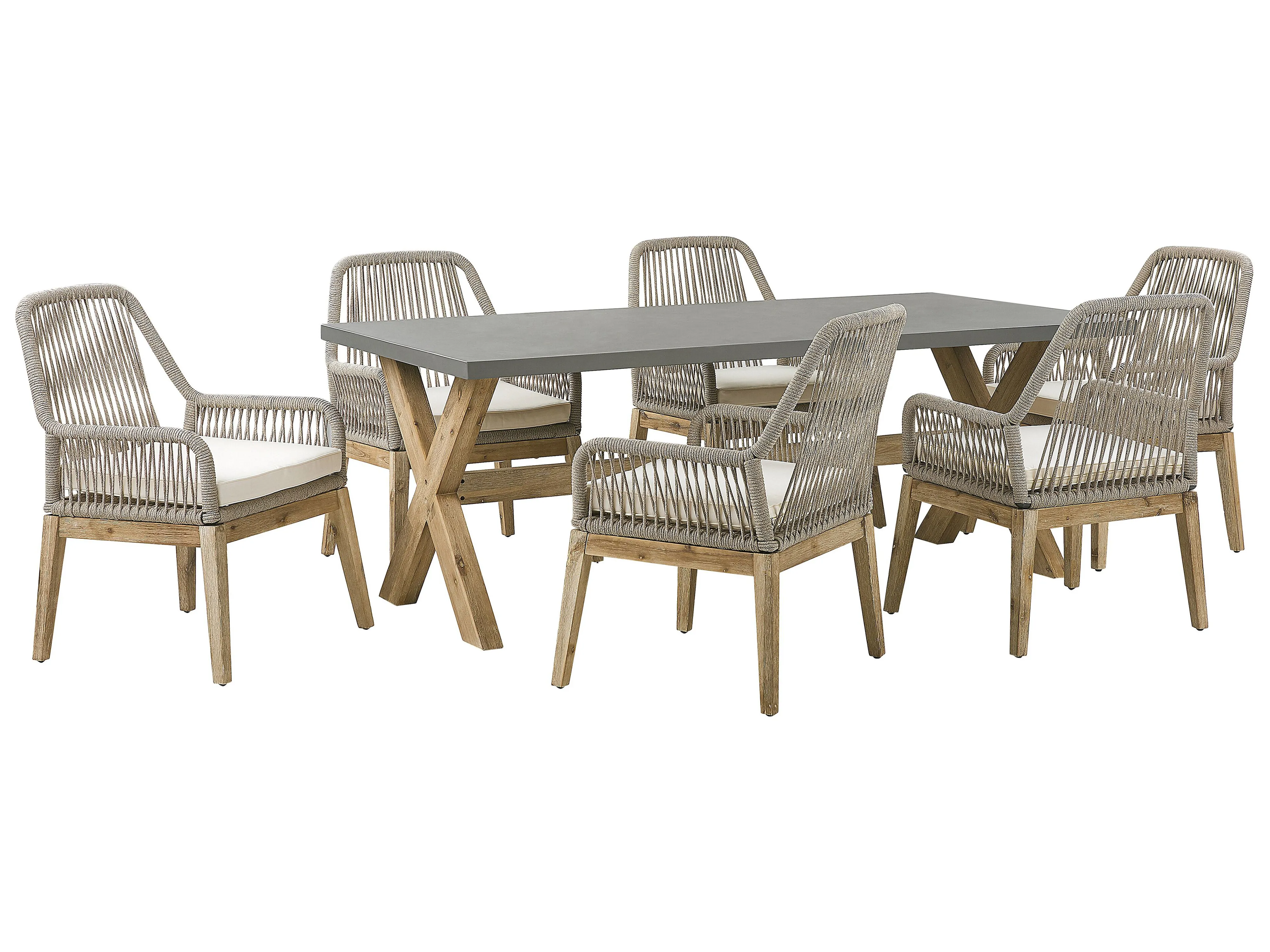 Garden Dining Set 6 Seater OLBIA with Cushions Beige