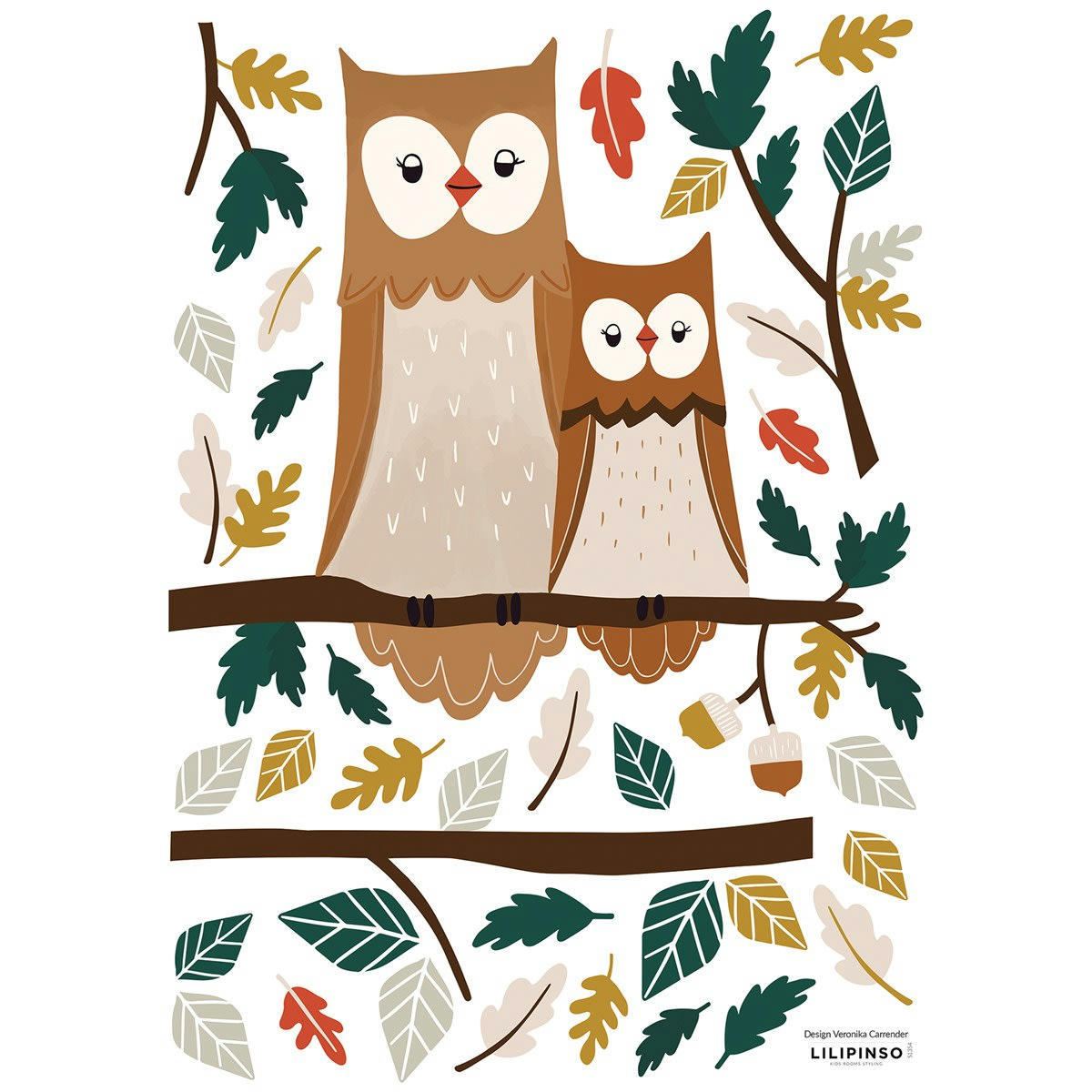 HAPPY FOREST - Stickers hiboux HAPPY en Vinyle mat Multicolore